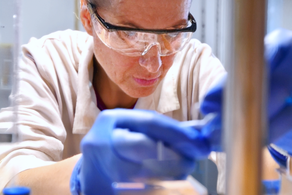 Laboratory technician calibrating